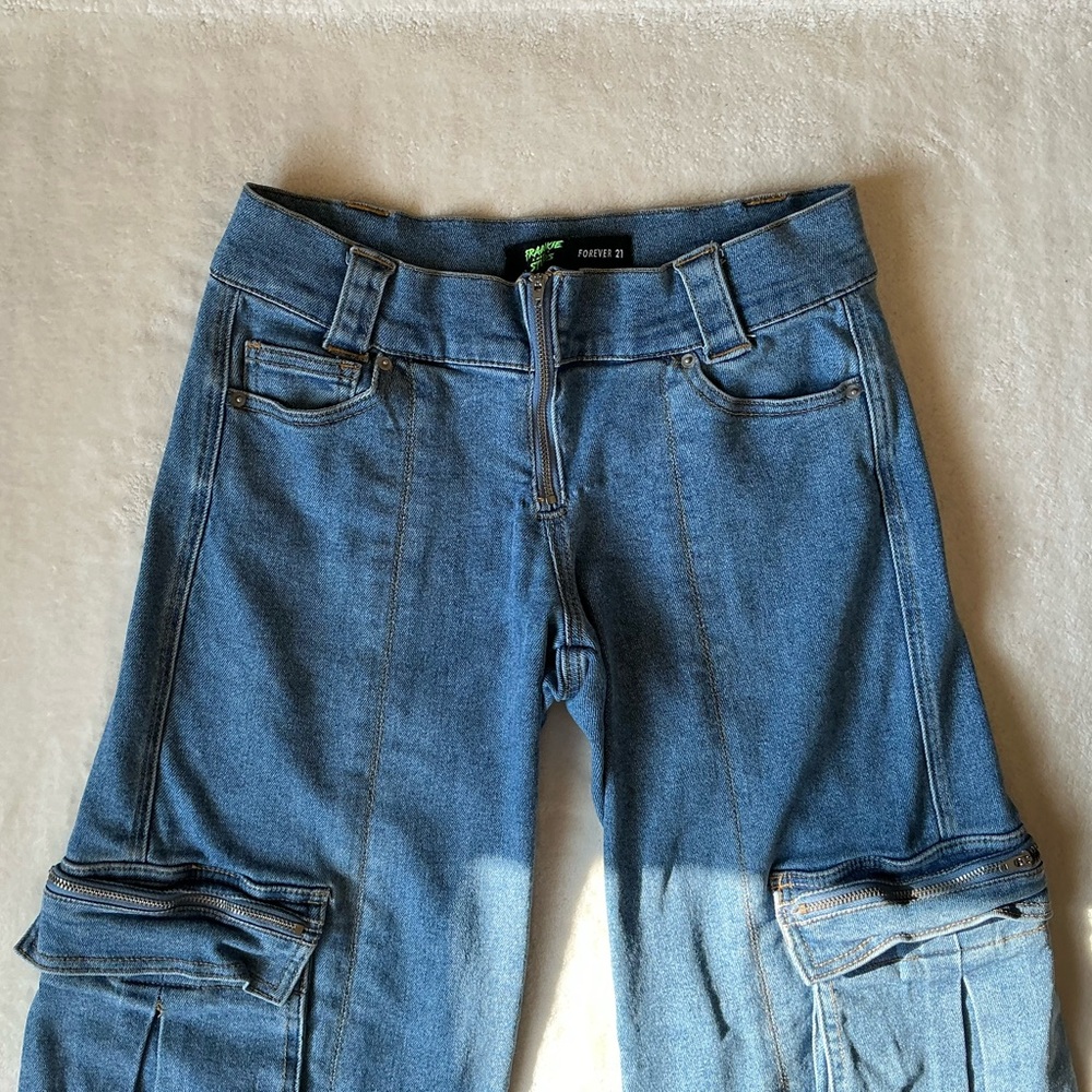 Denim Grunge Cargos with Zips